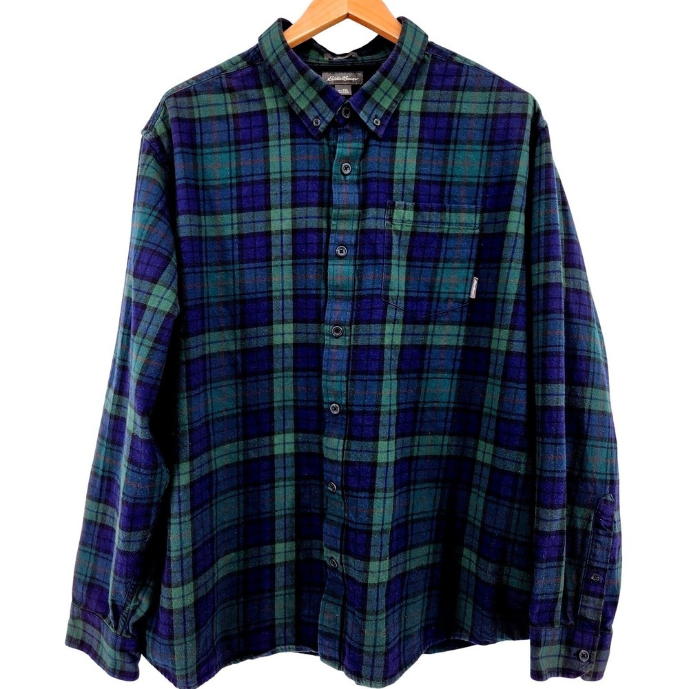 Eddie‎ Bauer Classic Fit Flannel Shirt Plaid Men's XXL Button Front Long Sleeve